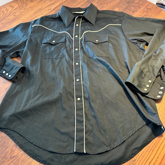 Sundance Career Club Other - Vintage Sundance Career Club Mens XL Black Western Pearl Snap Shirt White Piping